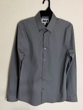 1MX Extra Slim Fit Men’s Solid Dress Shirt Adult Gray Size M